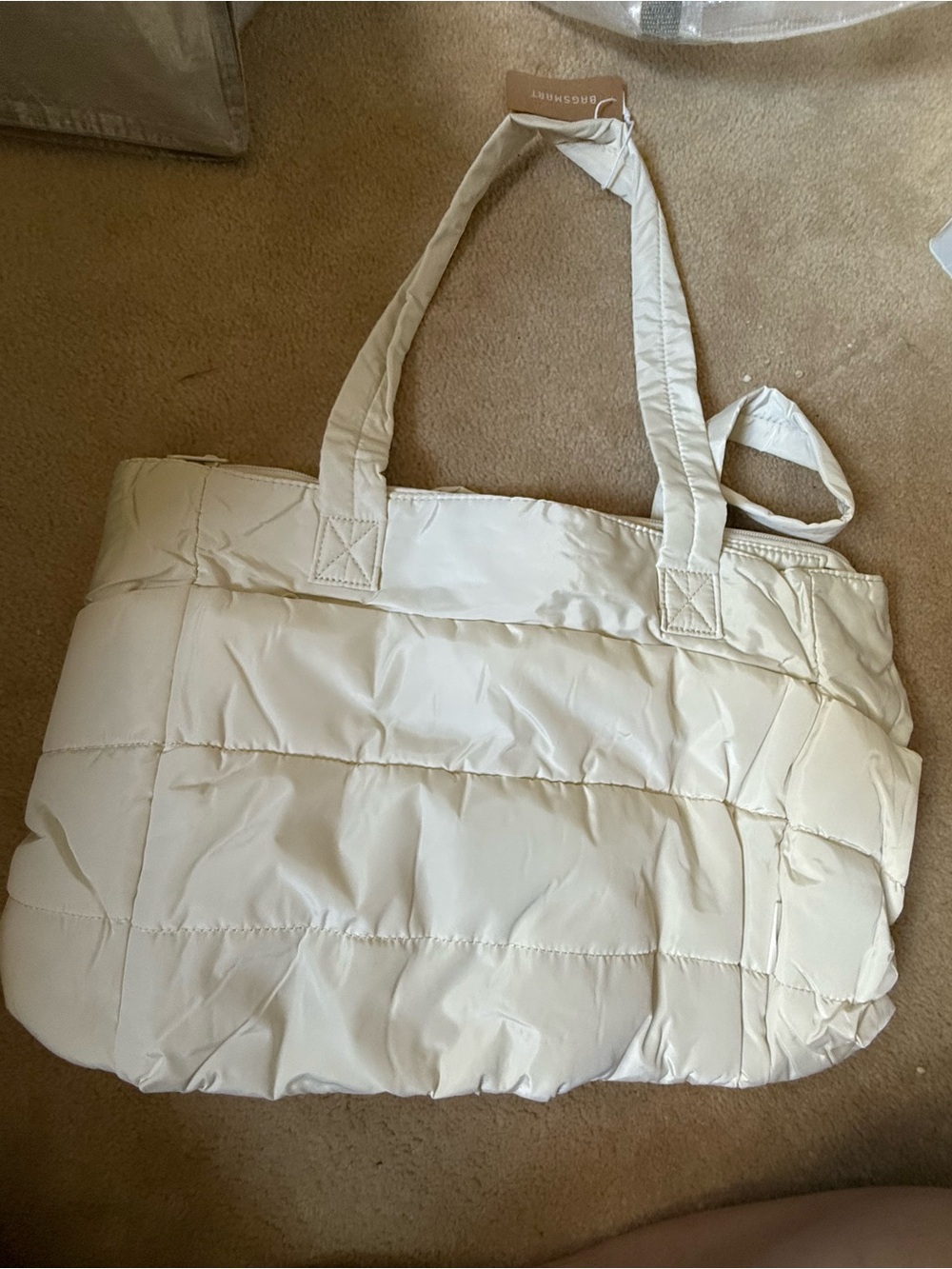 Bagsmart Puffer Tote Bag in Cream